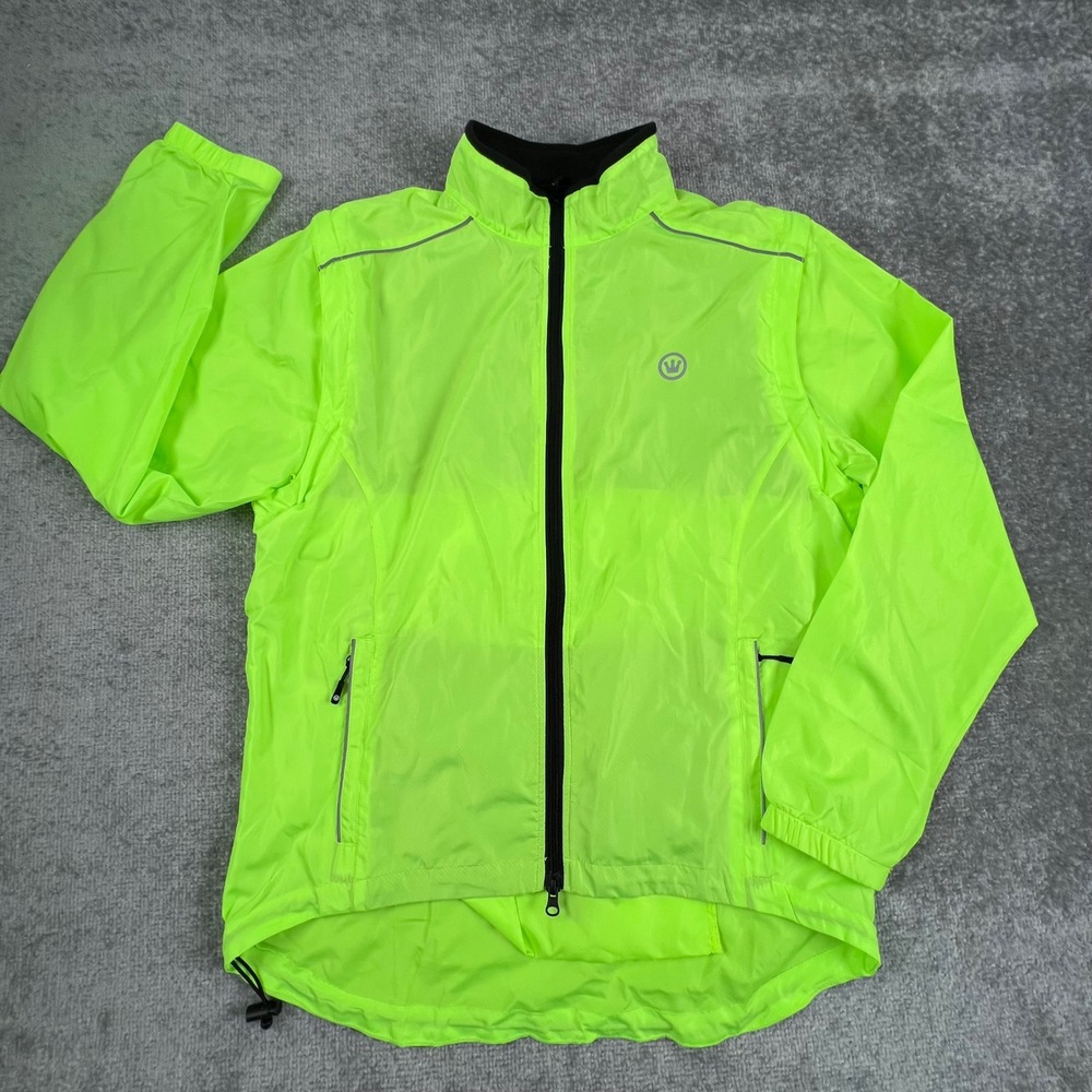 Canari Men's XL Yellow Convertible Zip Off Arm Cycling Jacket Windbreaker Biking